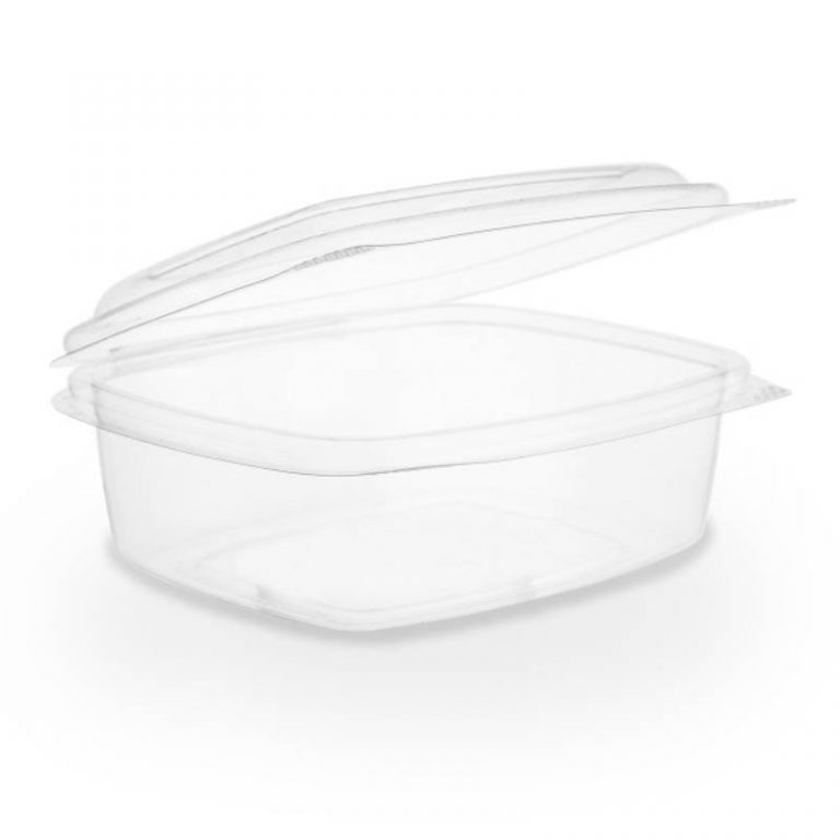 Hinged lid small rectangular deli container from vegware, clear (12oz
